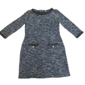 Talbot's Women Tweed Bouclee Dress Golden Accents Size 8 Petite 3/4 Sleeve Y2K